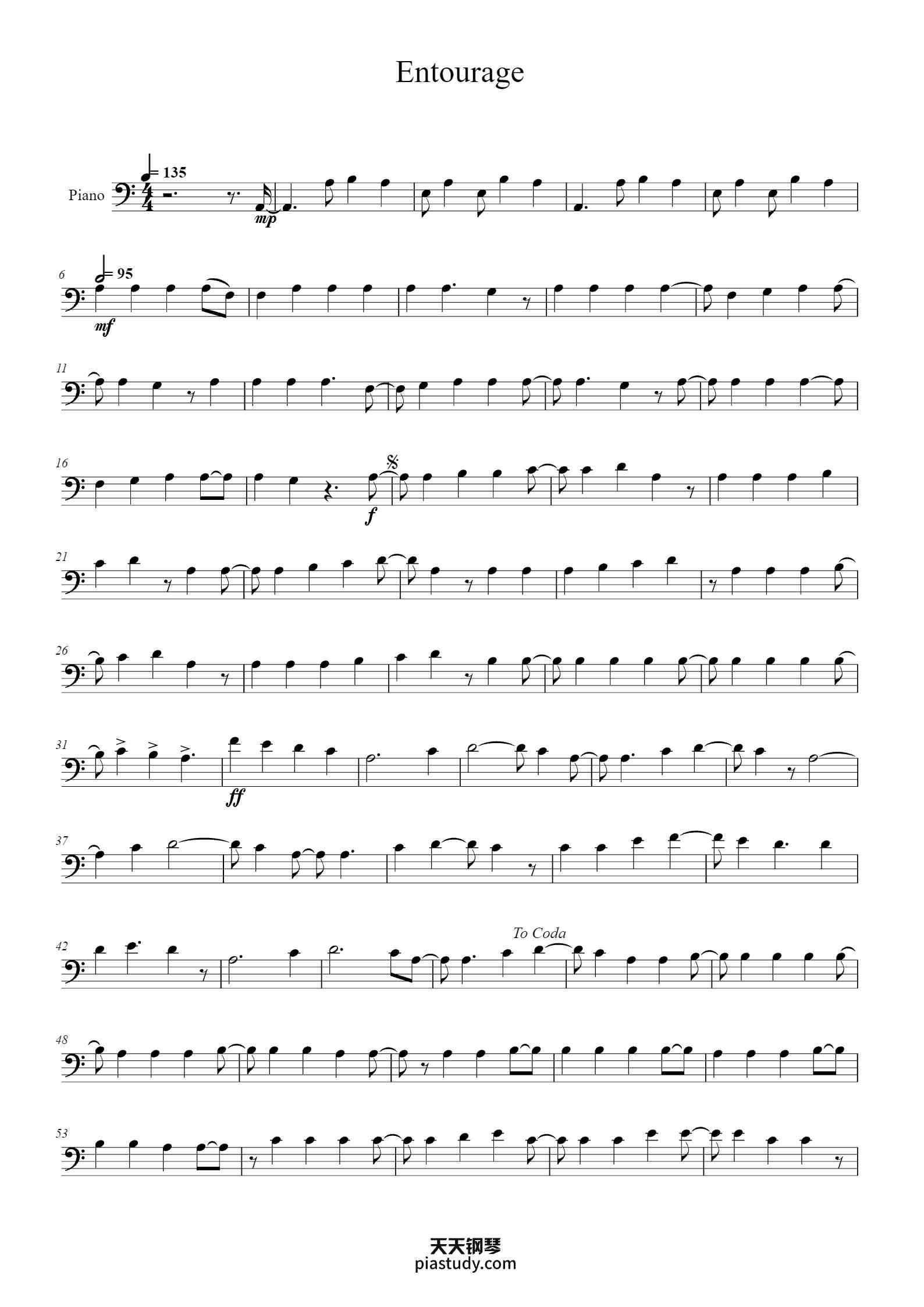 Entourage钢琴谱 - Hannah Tijssen - free piano sheet music - PiaNoproblem