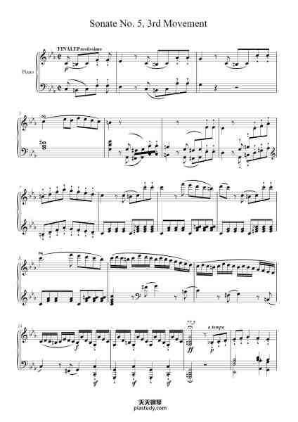 “Sonate No. 5, 3rd Movement”钢琴谱-Ludwig van Beethoven
(1770 - 1827)-免费下载-天天钢琴