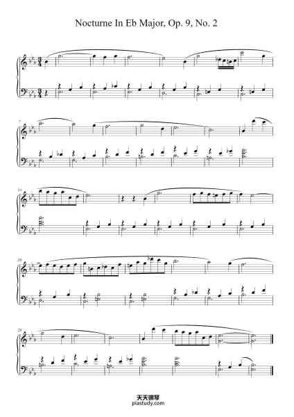 “Nocturne in E-flat Major, Op. 9, No. 2”钢琴谱-Chopin-免费下载-天天钢琴