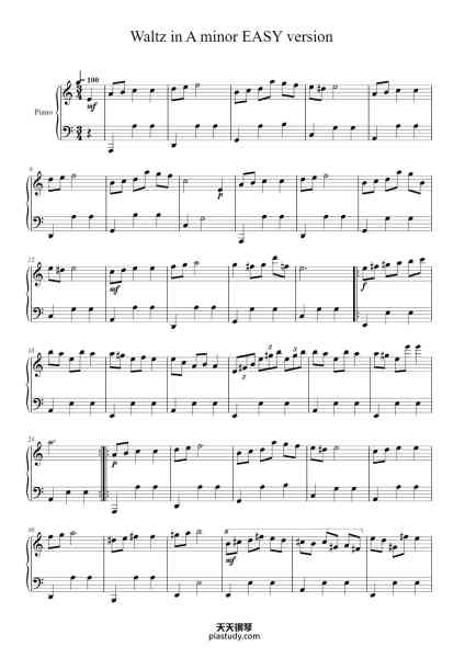 “Waltz in A Minor”钢琴谱-Frédéric Chopin-免费下载-天天钢琴