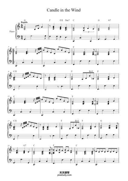“Candle in the Wind”钢琴谱-Elton John-免费下载-天天钢琴