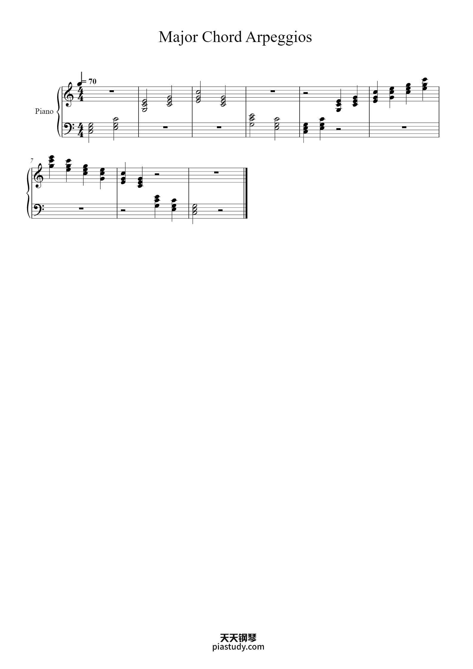 Major Chord Arpeggios钢琴谱 - undefined - free piano sheet music ...