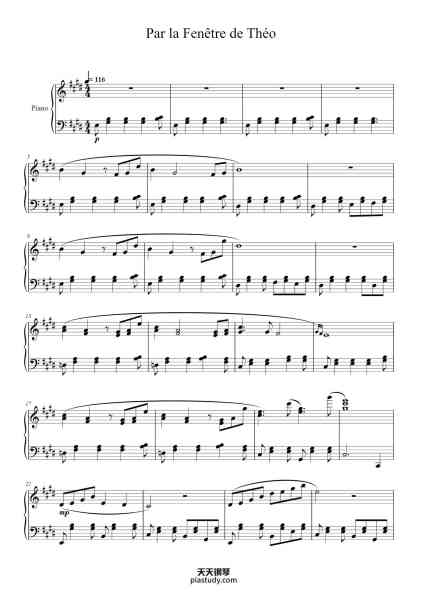 “Par la Fenêtre de Théo”钢琴谱-Alexandra Streliski-免费下载-天天钢琴