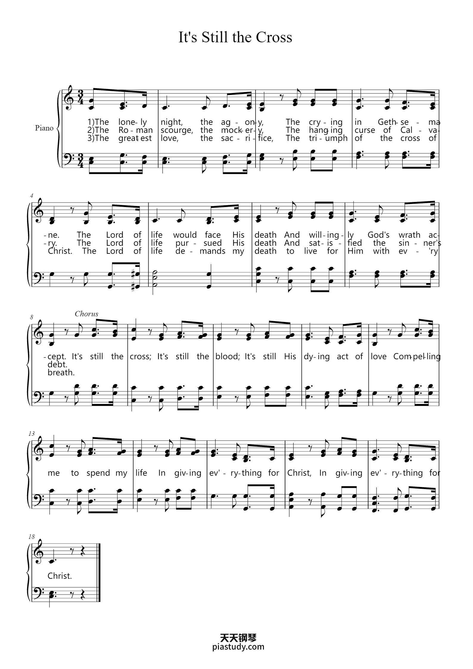 It's Still the Cross钢琴谱 - Andy Gleiser/Reba Snyder - free piano sheet ...