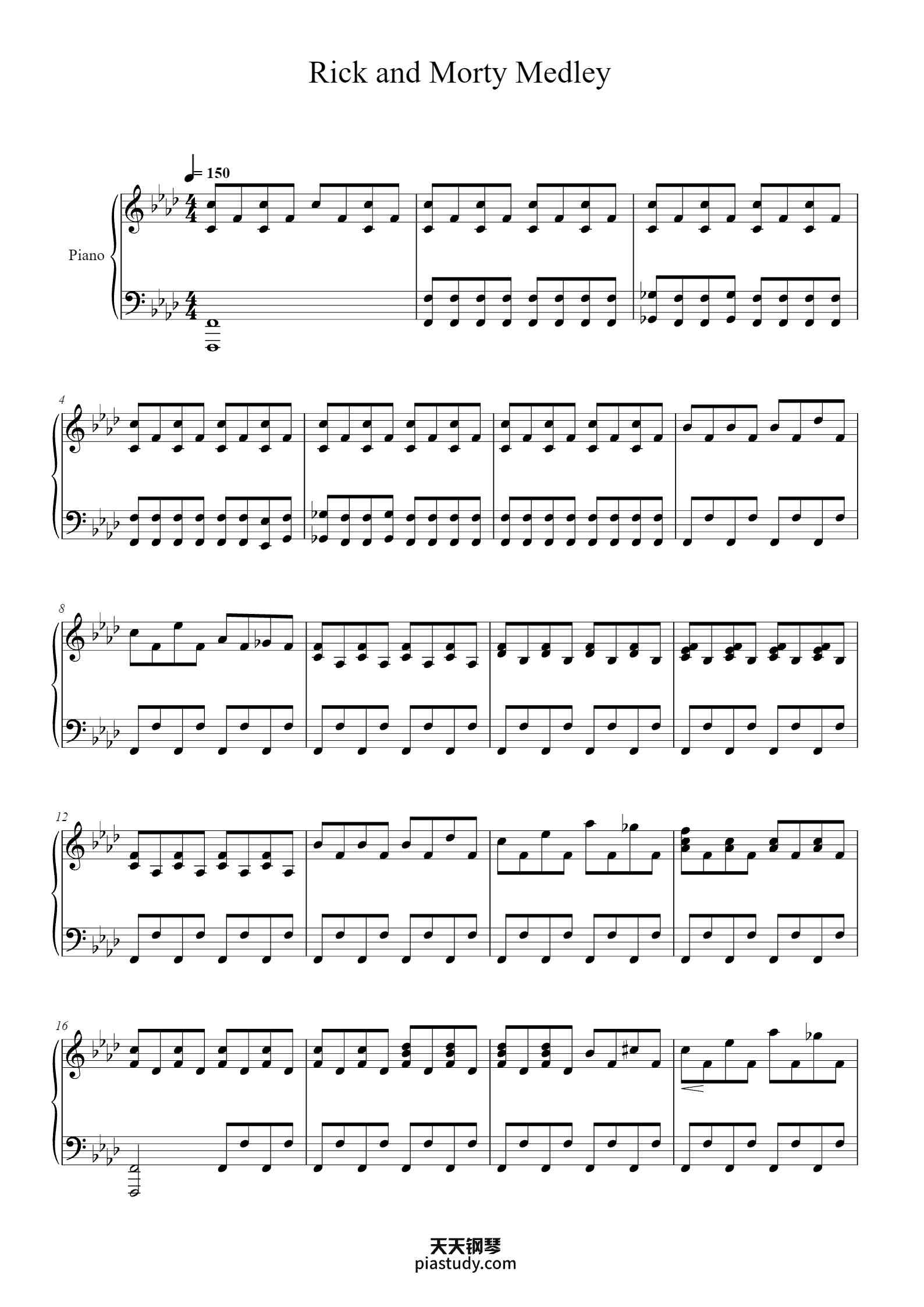 Rick and Morty Medley钢琴谱 - Damian R. - free piano sheet music ...