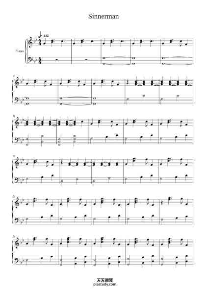 “Sinnerman”钢琴谱-Arr. Henri du Toit-免费下载-天天钢琴