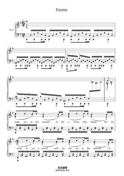 “Enemy”钢琴谱-Imagine Dragons
Arr. Hiago Takaki
Collab. Bing Glenn-免费下载-天天钢琴