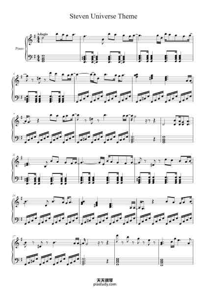 “Steven Universe Theme”钢琴谱-Rebecca Sugar (Rearranged By Stephen Webb-免费下载-天天钢琴