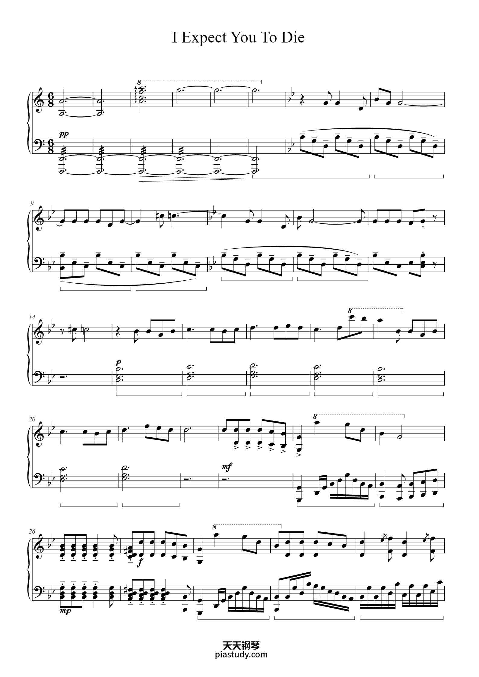 'I Expect You To Die' - Piano Sheet Music By Tim Rosko;Bonnie Bogovich ...