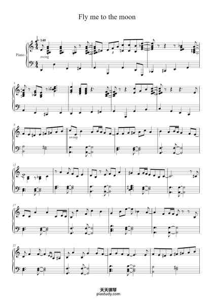“Fly me to the moon”钢琴谱-Bart Howard-免费下载-天天钢琴