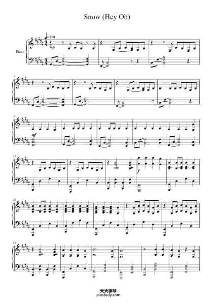 “Snow (Hey Oh)”钢琴谱-Arranged by: Mr. Legato Original by: Red Hot Chili Peppers-免费下载-天天钢琴