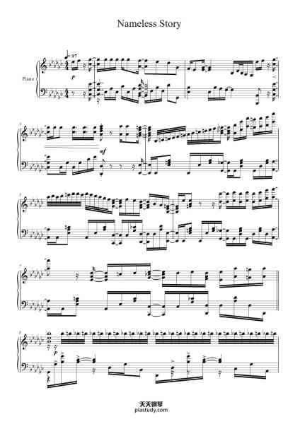 “Nameless Story”钢琴谱-Original Artist: Takuma Terashima Arranged by: zzz - Anime on Piano and K.h - Anime Piano Sheet-免费下载-天天钢琴