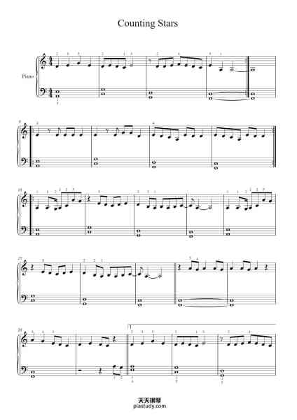 “Counting Stars”钢琴谱-One Republic-免费下载-天天钢琴