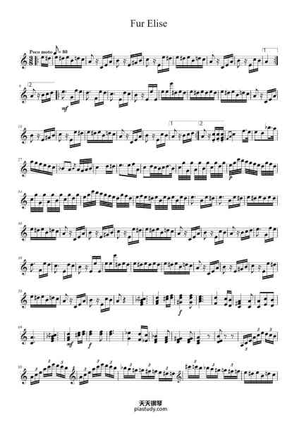 “Bagatelle No. 25 in A Minor, WoO 59 "Für Elise"”钢琴谱-Beethoven-免费下载-天天钢琴