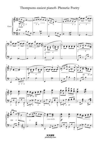 “Thompsons easiest piano8- Phonetic Poetry”钢琴谱-John Thompson-免费下载-天天钢琴
