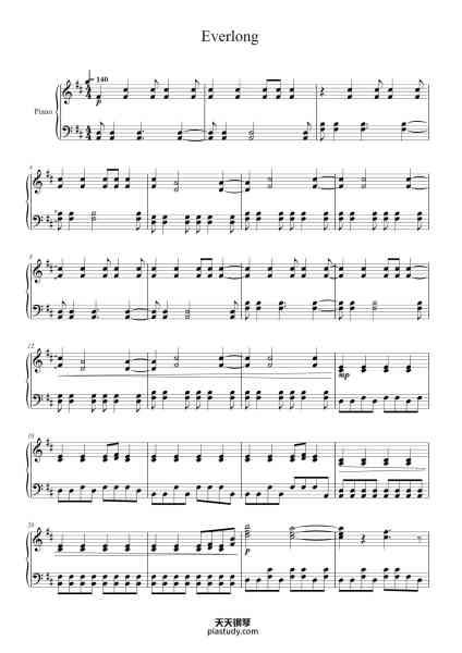 “Everlong”钢琴谱-Foo Fighters-免费下载-天天钢琴