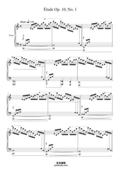 “Étude Op. 10, No. 1 in C Major”钢琴谱-Frédéric François Chopin
(1810 - 1849)-免费下载-天天钢琴