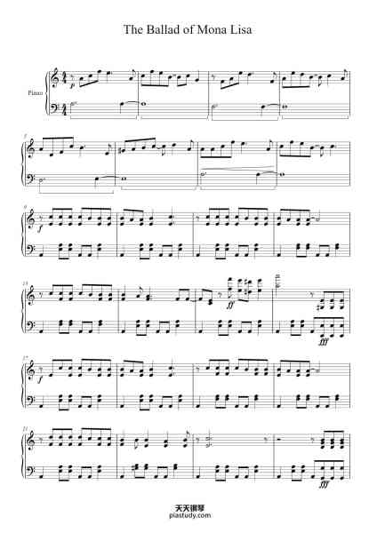 “The Ballad of Mona Lisa”钢琴谱-Panic! at the Disco-免费下载-天天钢琴