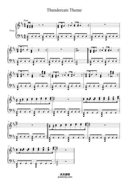 “Thundercats Theme”钢琴谱-James Lipton-免费下载-天天钢琴