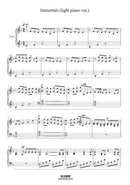 “Immortals (light piano ver.)”钢琴谱-arranged by: Anastazja Szczepłek-免费下载-天天钢琴