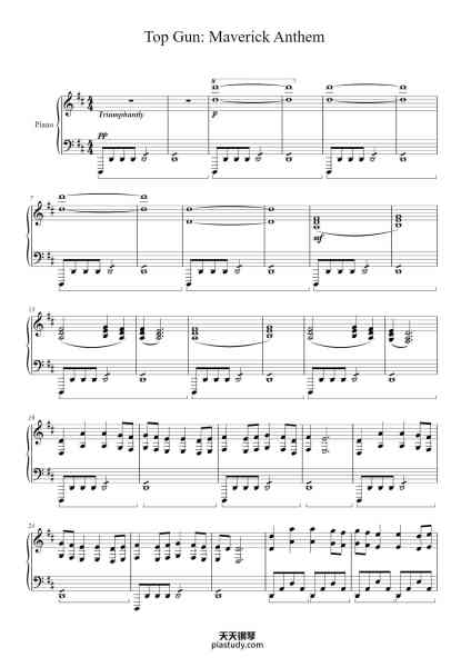 “Top Gun: Maverick Anthem”钢琴谱-Harold Faltermeyer-免费下载-天天钢琴