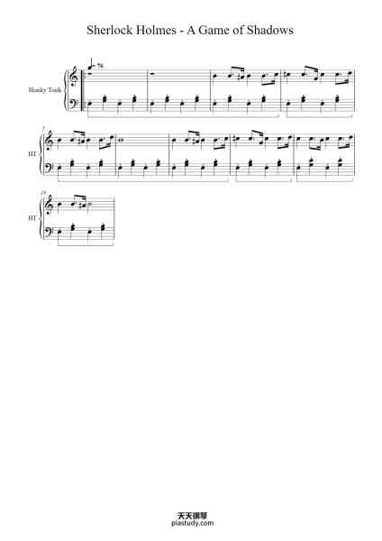 “Sherlock Holmes - A Game of Shadows piano solo”钢琴谱-Misc Soundtrack-免费下载-天天钢琴