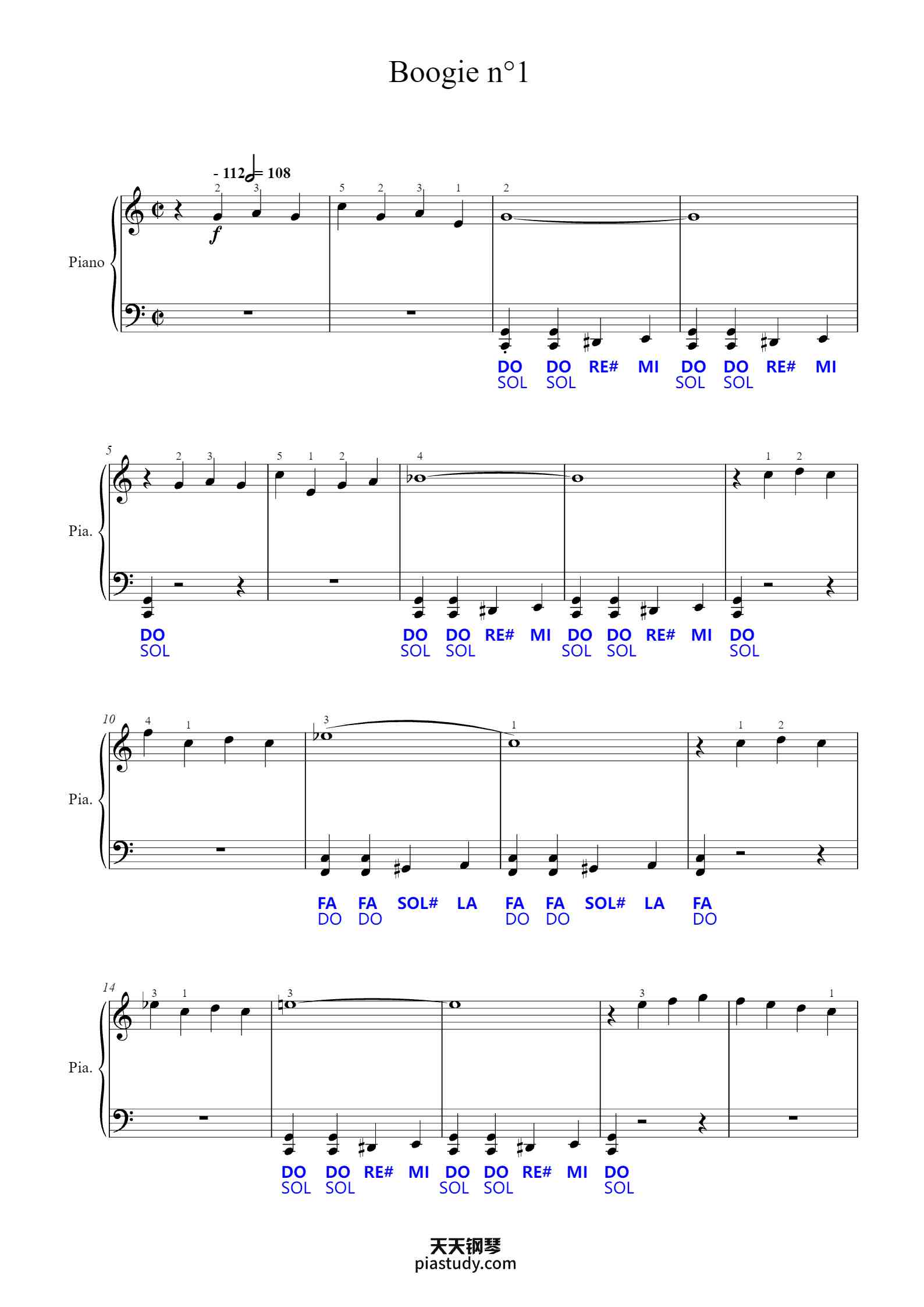 'Boogie n°1' - Piano Sheet Music By Gerald Martin (Denes Agay) | TOPiano