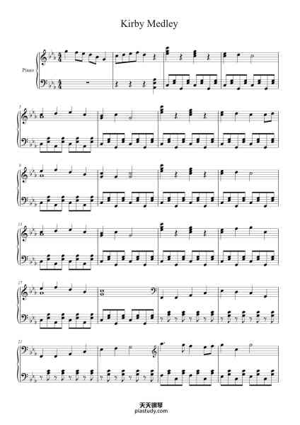 “Kirby Medley”钢琴谱-Written by Jun Ishikawa-免费下载-天天钢琴