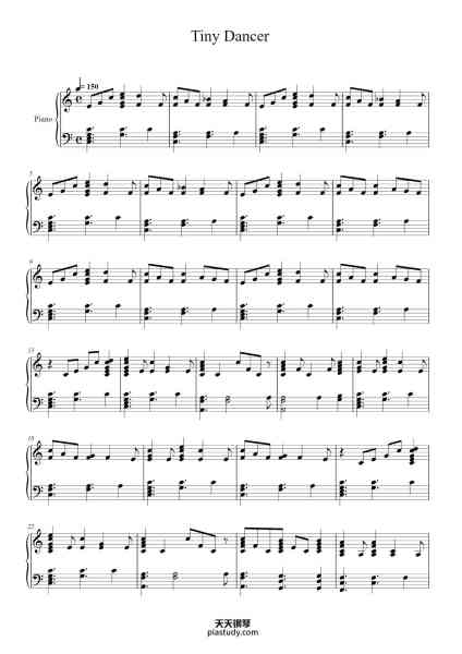 “Tiny Dancer”钢琴谱-Elton John-免费下载-天天钢琴