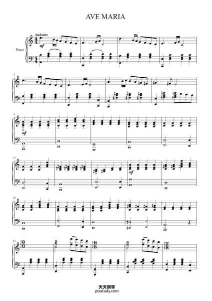 “Ave Maria”钢琴谱-Composed by G. Caccini-免费下载-天天钢琴