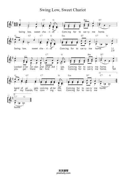 “Swing Low, Sweet Chariot”钢琴谱-Arr.: Gerard J. Overbosch-免费下载-天天钢琴