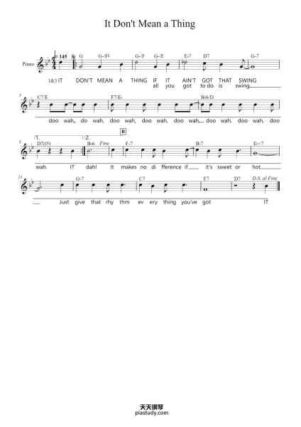 “It Don't Mean a Thing”钢琴谱-Duke Ellington-免费下载-天天钢琴