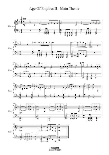 “Age Of Empires II - Main Theme”钢琴谱-Arrangement by Mr. Legato-免费下载-天天钢琴