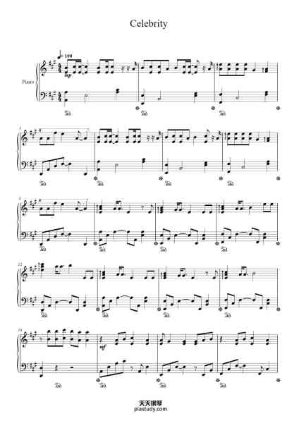 “Celebrity”钢琴谱-Arranged by Antony Zhu-免费下载-天天钢琴
