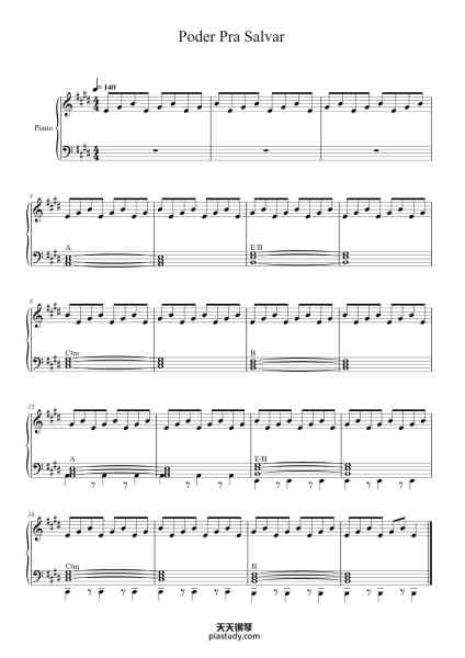 “Poder Pra Salvar”钢琴谱-Adonay Guedes-免费下载-天天钢琴