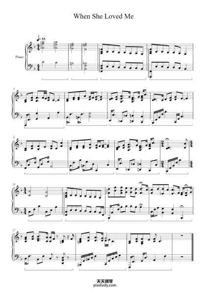 “When She Loved Me”钢琴谱-Randy Newman-免费下载-天天钢琴