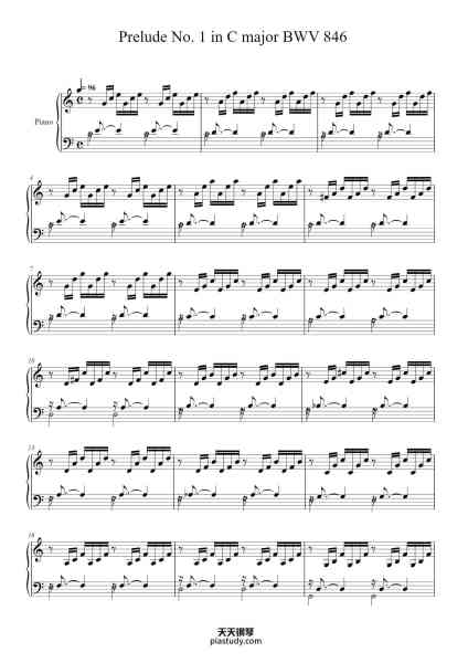 “Prelude No. 1 in C Major, BWV 846”钢琴谱-J.S. Bach-免费下载-天天钢琴