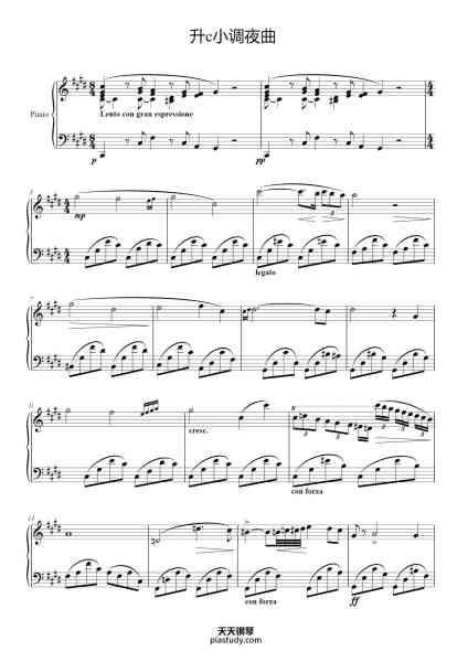 “升c小调夜曲”钢琴谱-肖邦-chopin-免费下载-天天钢琴