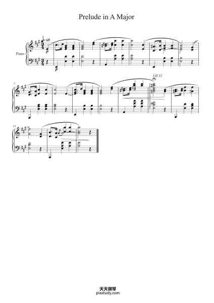 “Prelude in A Major, Op. 28, No. 7”钢琴谱-Chopin-免费下载-天天钢琴
