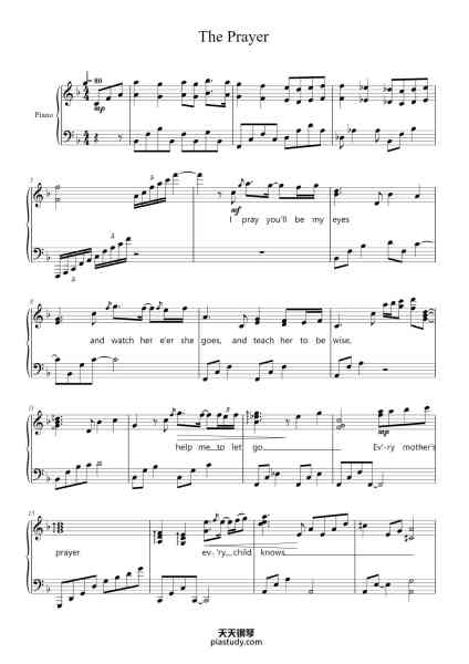 “The Prayer”钢琴谱-Celine Dion-免费下载-天天钢琴