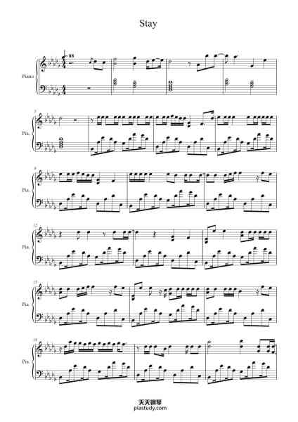 “Stay”钢琴谱-Tr: AnimeMidi Arr:Vicvicool-免费下载-天天钢琴