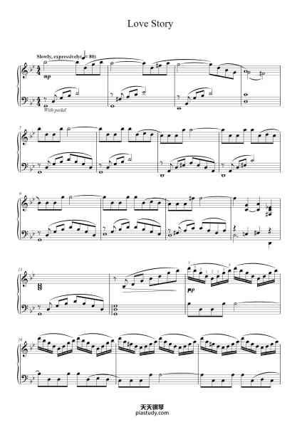 “Love Story”钢琴谱-Music by FRANCIS LAI-免费下载-天天钢琴