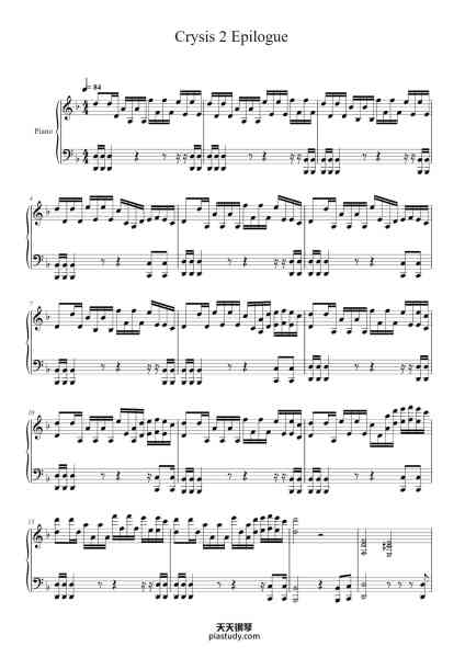 “Crysis 2 Epilogue”钢琴谱-composed by: Hans Zimmer-免费下载-天天钢琴