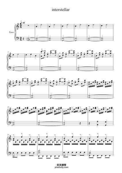 “interstellar”钢琴谱-Composer: Hans Zimmer-免费下载-天天钢琴