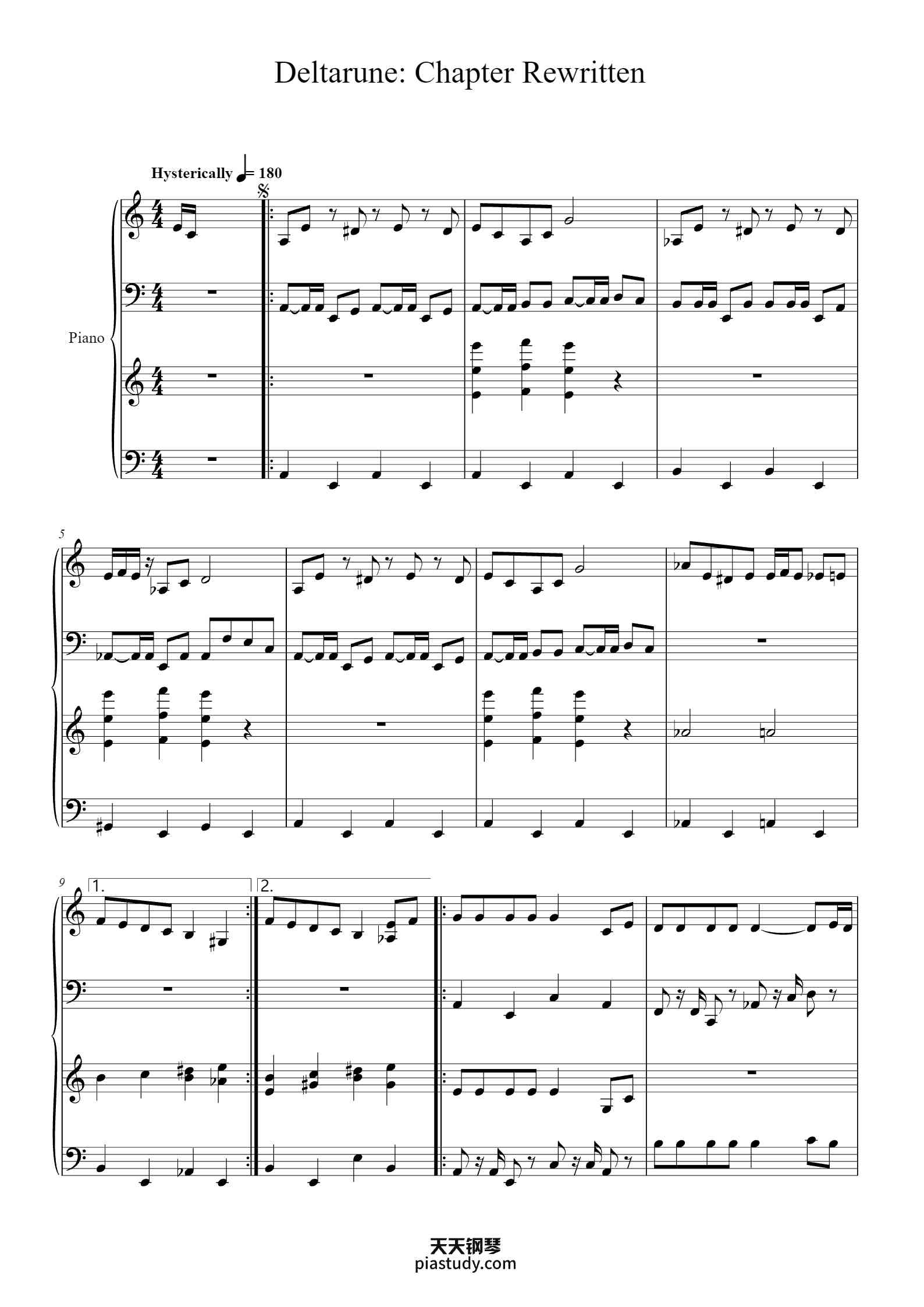 'Deltarune: Chapter Rewritten PIANO VERSION' - Piano Sheet Music By ...