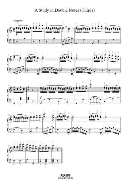 “A Study in Double Notes (Thirds)”钢琴谱-Carl Czerny
1791 - 1857 -免费下载-天天钢琴