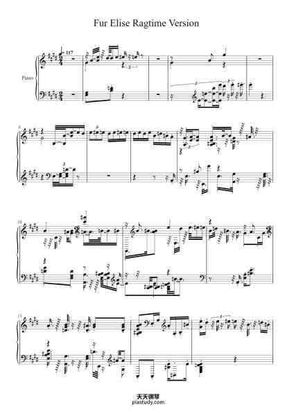 “Bagatelle No. 25 in A Minor, WoO 59 "Für Elise"”钢琴谱-Ludwig van Beethoven-免费下载-天天钢琴