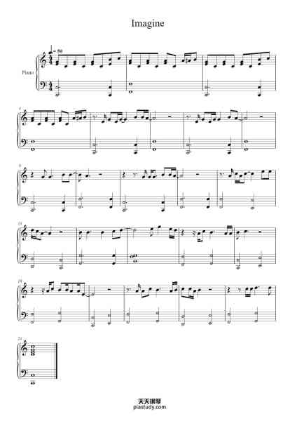 “Imagine”钢琴谱-John Lennon-免费下载-天天钢琴