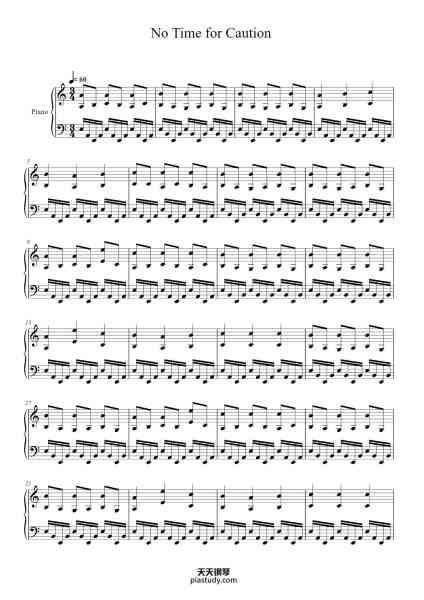 “No Time for Caution”钢琴谱-Hans Zimmer-免费下载-天天钢琴