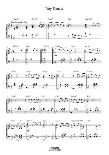 “Tiny Dancer”钢琴谱-Words and Music by ELTON JOHN
and BERNIE TAUPIN-免费下载-天天钢琴